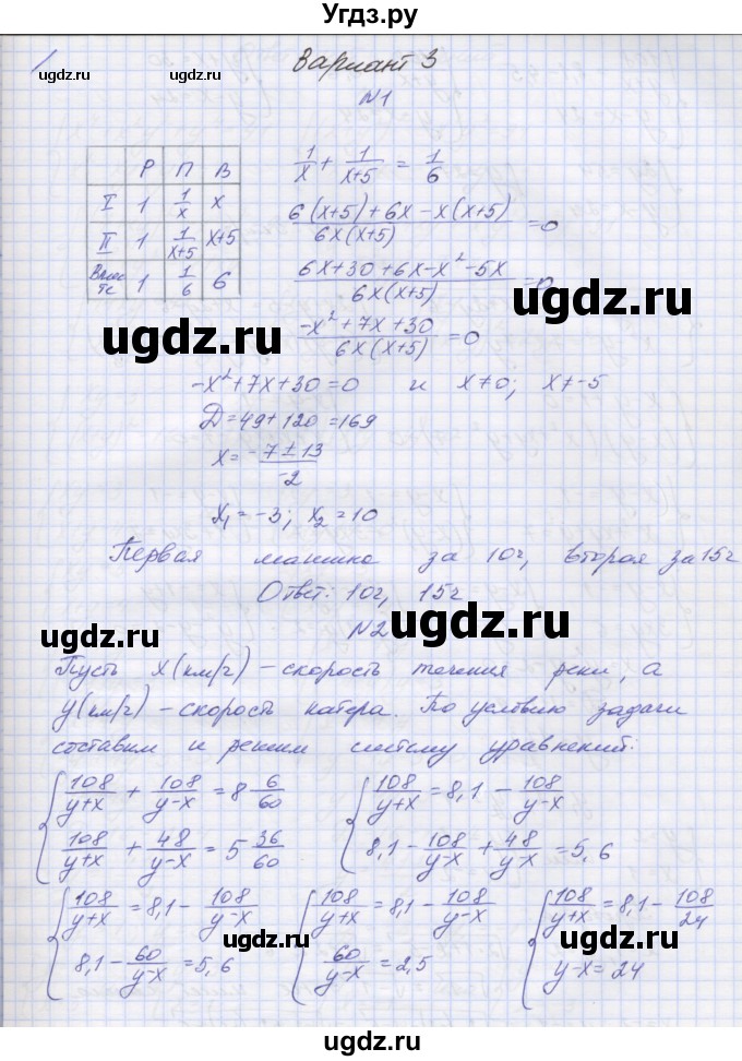 ГДЗ (Решебник) по алгебре 7 класс (контрольные работы) Мордкович А.Г. / 9 класс / КР-4. вариант№ / 3