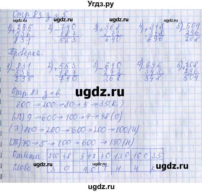 ГДЗ (Решебник к новой тетради) по математике 3 класс (рабочая тетрадь) Дорофеев Г.В. / часть 2. страницы / 83