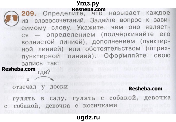 ГДЗ (Учебник) по русскому языку 4 класс Репкин В.В. / упражнение / 209