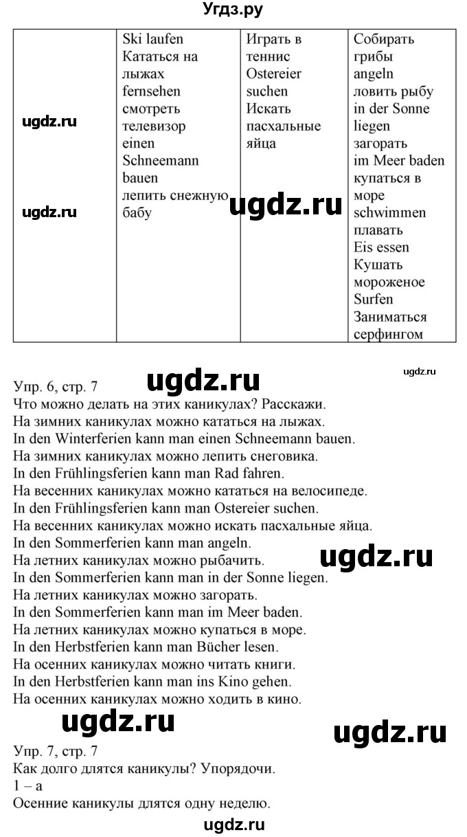 ГДЗ (Решебник) по немецкому языку 5 класс Салынская С.И. / часть 1. страница / 7(продолжение 2)