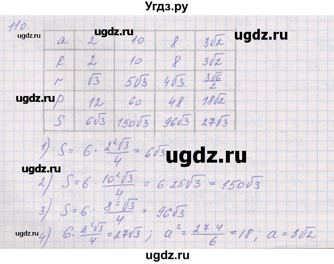 ГДЗ (Решебник) по геометрии 9 класс (рабочая тетрадь) Мерзляк А.Г. / упражнение номер / 110