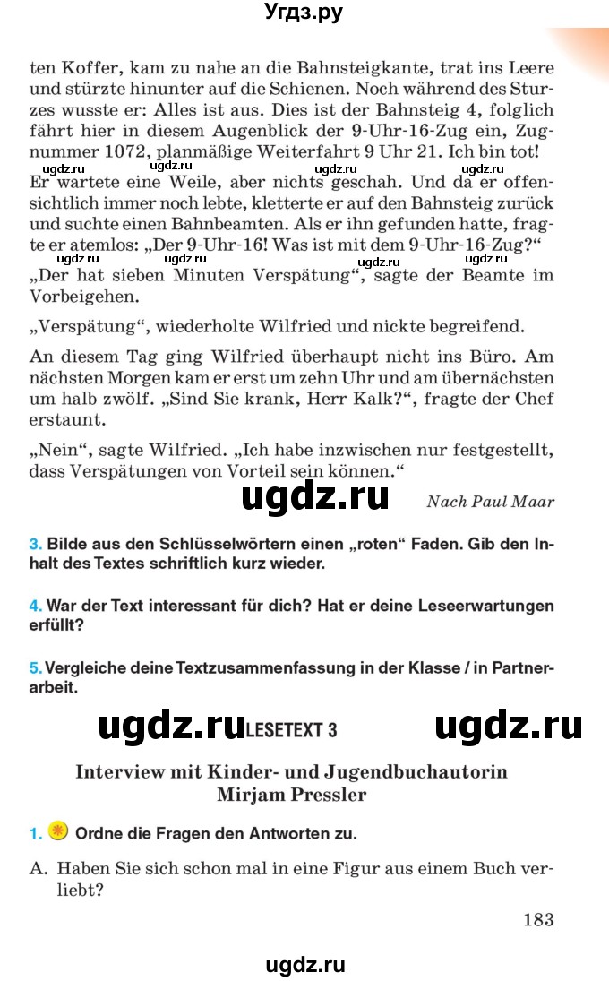ГДЗ (Учебник) по немецкому языку 8 класс Лаптева Н.Е. / часть 2. страница номер / 183