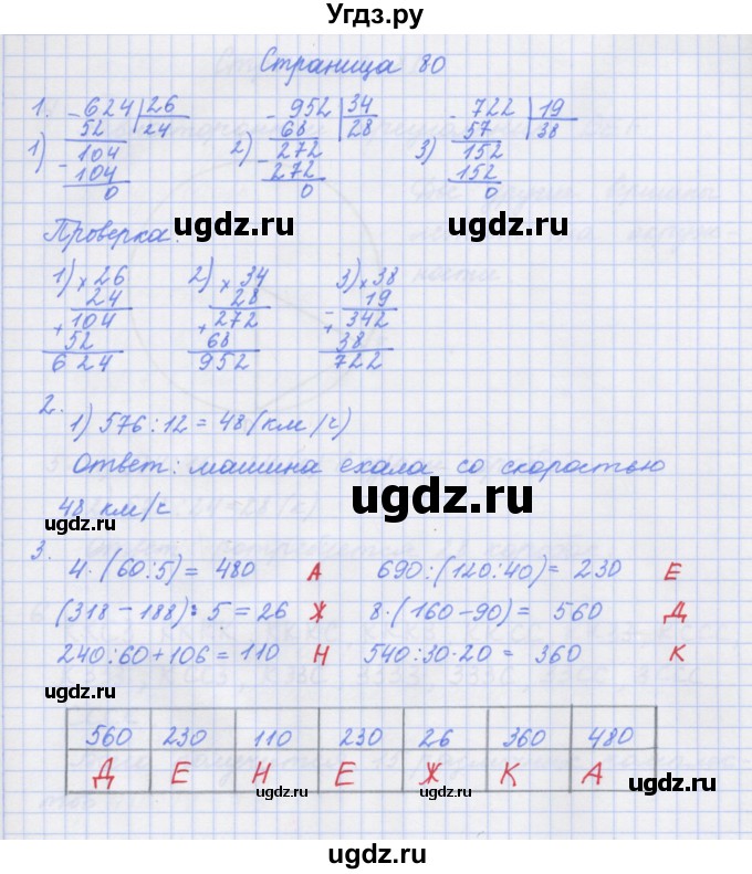 ГДЗ (Решебник к тетради 2020) по математике 4 класс (рабочая тетрадь) Дорофеев Г.В. / часть 1. страница / 80