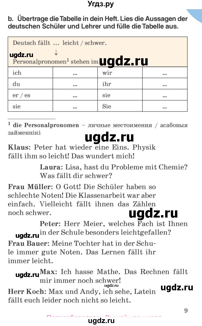 ГДЗ (Учебник) по немецкому языку 6 класс Салынская С.И. / часть 1. страница / 9