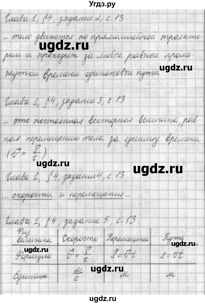 ГДЗ (Решебник) по физике 9 класс (рабочая тетрадь) Касьянов В.А. / страница номер / 13(продолжение 2)