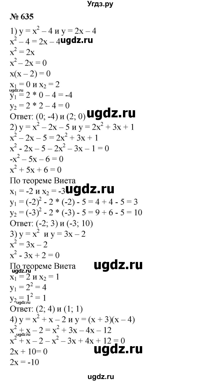 ГДЗ (Решебник №1) по алгебре 8 класс Колягин Ю.М. / упражнение номер / 635