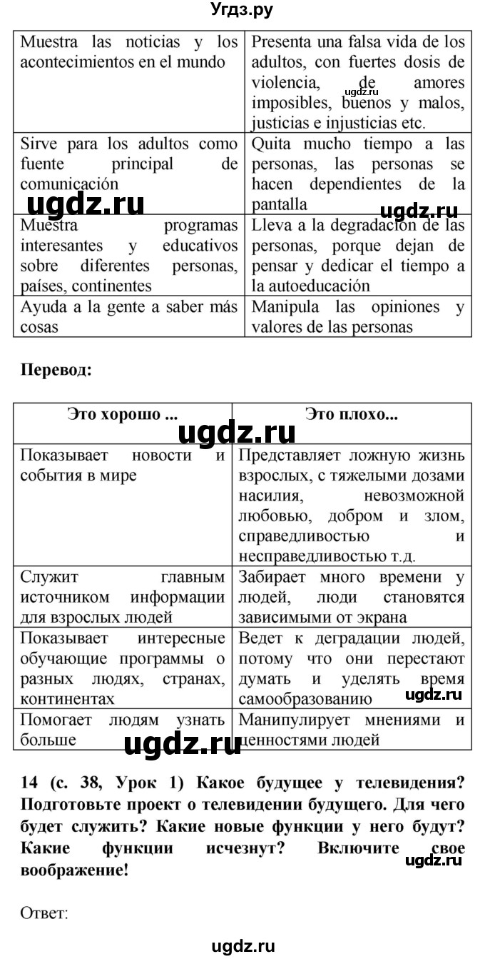 ГДЗ (Решебник) по испанскому языку 9 класс Цыбулева Т.Э. / часть 2. страница / 38(продолжение 4)