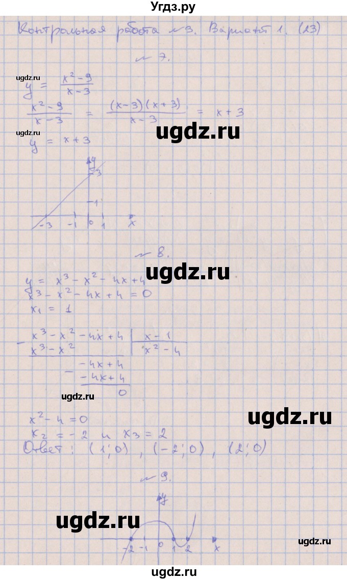 ГДЗ (Решебник) по алгебре 9 класс (контрольные работы) Кузнецова Л.В. / КР-3. вариант / 1(продолжение 3)