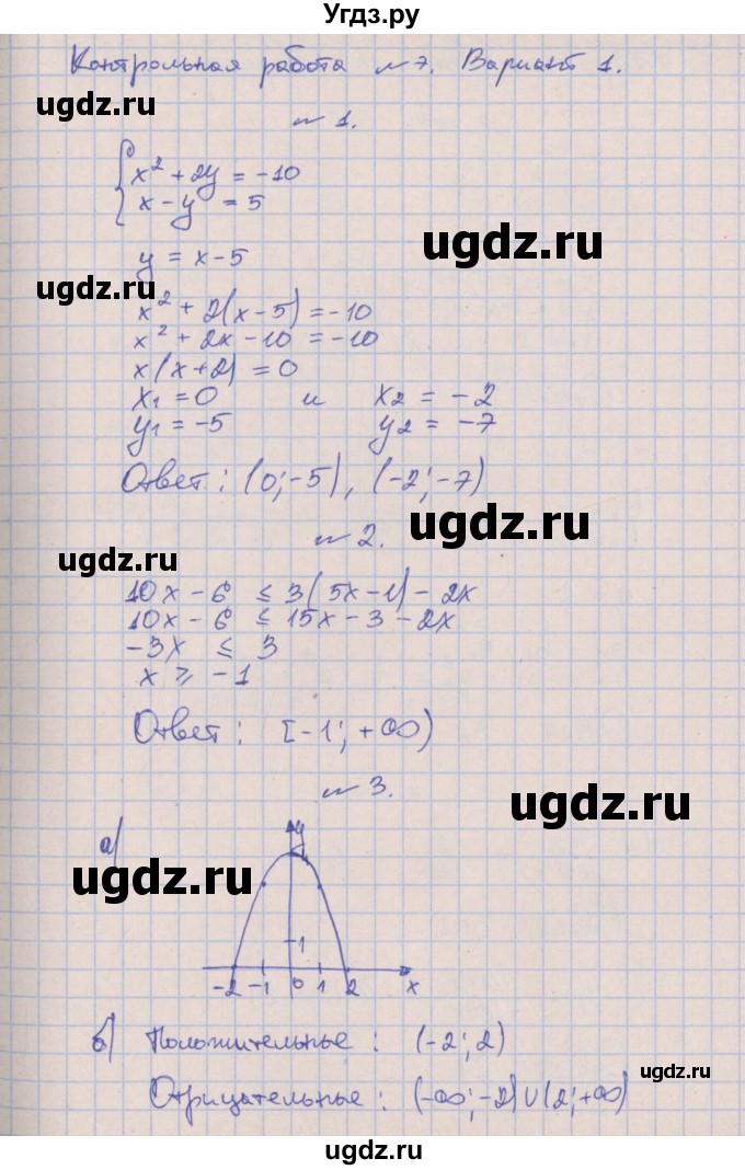 ГДЗ (Решебник) по алгебре 9 класс (контрольные работы) Кузнецова Л.В. / КР-7. вариант / 1