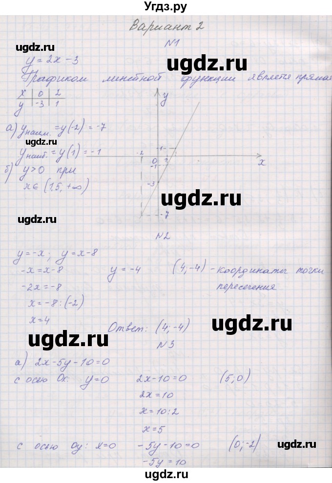 ГДЗ (Решебник) по алгебре 7 класс (контрольные работы) Александрова Л.А. / КР-2. вариант№ / 2