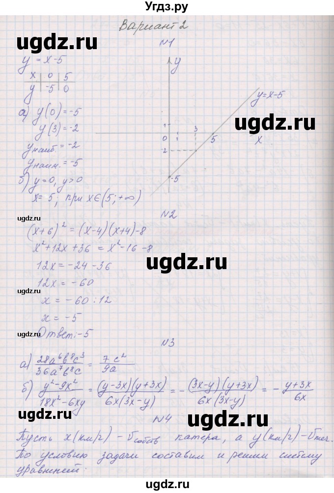 ГДЗ (Решебник) по алгебре 7 класс (контрольные работы) Александрова Л.А. / итоговая работа. вариант№ / 2