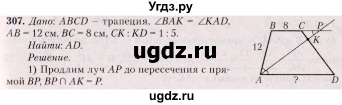 ГДЗ (Решебник №2) по геометрии 8 класс Казаков В.В. / задача / 307