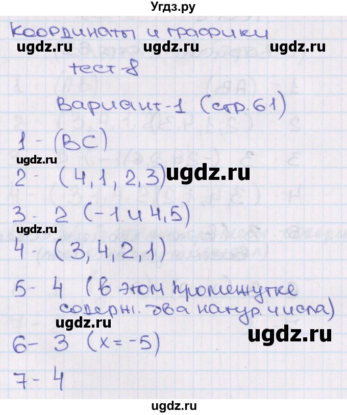 ГДЗ (Решебник) по алгебре 7 класс (тематические тесты ГИА) Кузнецова Л.В. / тест 8. вариант номер / 1
