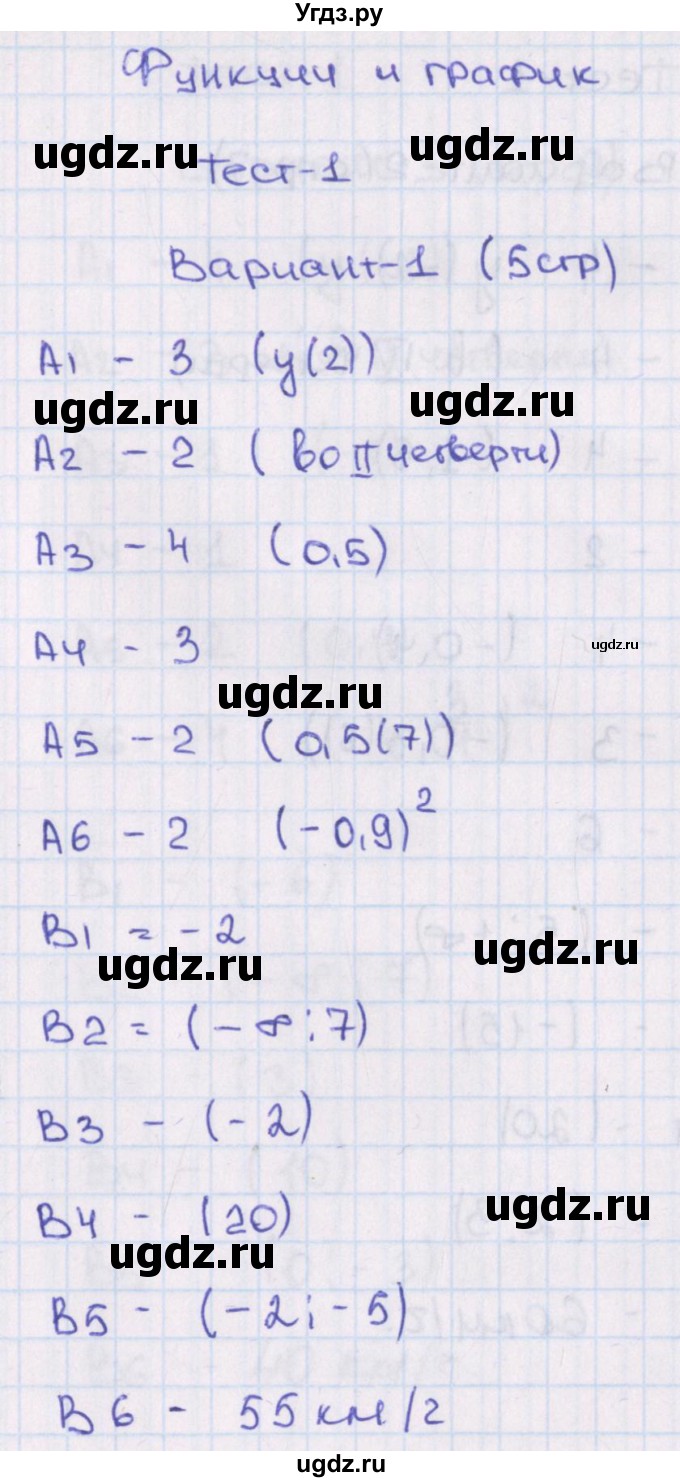 ГДЗ (Решебник) по алгебре 8 класс (тематические тесты) Чулков П.В. / тест 1. вариант номер / 1