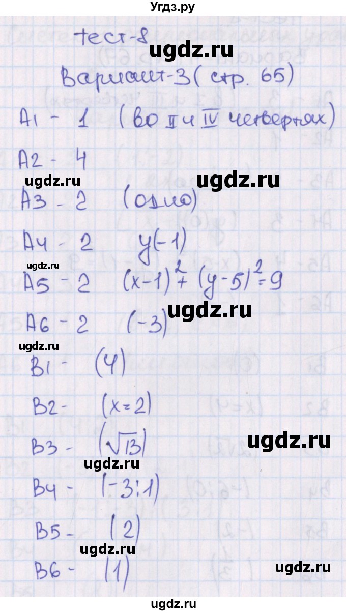 ГДЗ (Решебник) по алгебре 8 класс (тематические тесты) Чулков П.В. / тест 8. вариант номер / 3