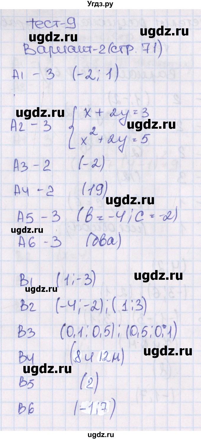 ГДЗ (Решебник) по алгебре 8 класс (тематические тесты) Чулков П.В. / тест 9. вариант номер / 2