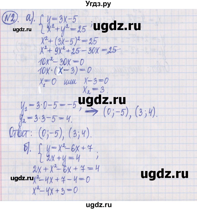 ГДЗ (Решебник) по алгебре 8 класс (дидактические материалы ) Потапов М.К. / самостоятельные работы / С-21 / вариант 2 / 2