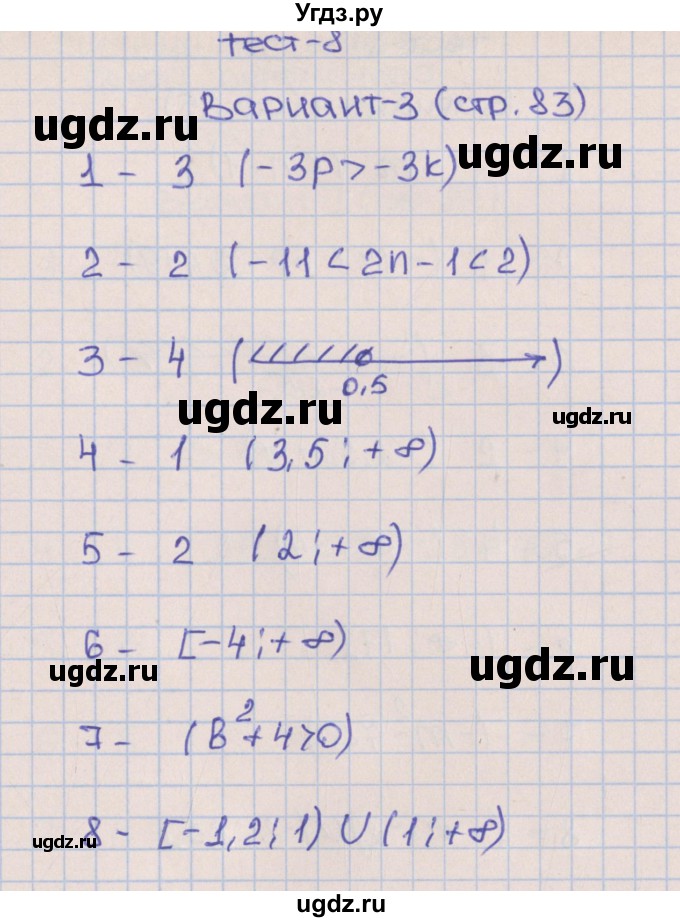 ГДЗ (Решебник) по алгебре 8 класс (тематические тесты ОГЭ) Дудницын Ю.П. / тест 8. вариант номер / 3