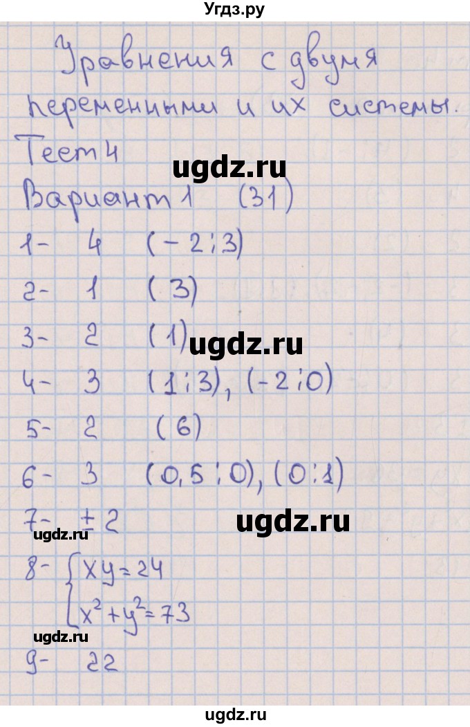 ГДЗ (Решебник) по алгебре 9 класс (тематические тесты ОГЭ) Дудницын Ю.П. / тест 4. вариант / 1