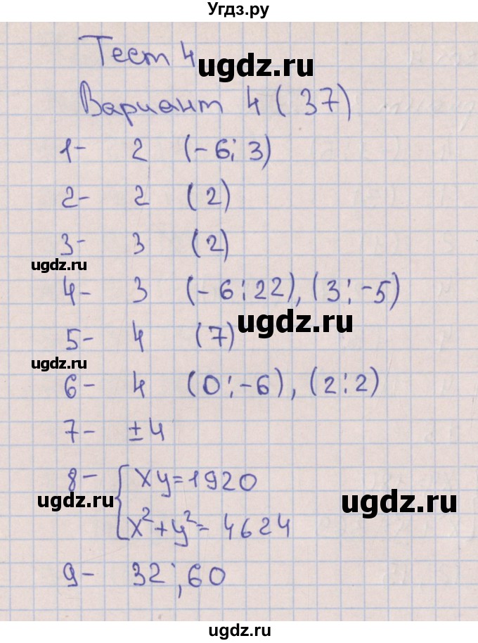ГДЗ (Решебник) по алгебре 9 класс (тематические тесты ОГЭ) Дудницын Ю.П. / тест 4. вариант / 4