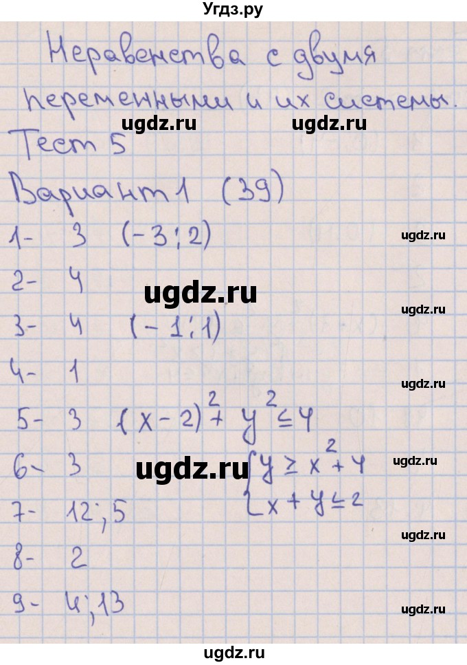 ГДЗ (Решебник) по алгебре 9 класс (тематические тесты ОГЭ) Дудницын Ю.П. / тест 5. вариант / 1