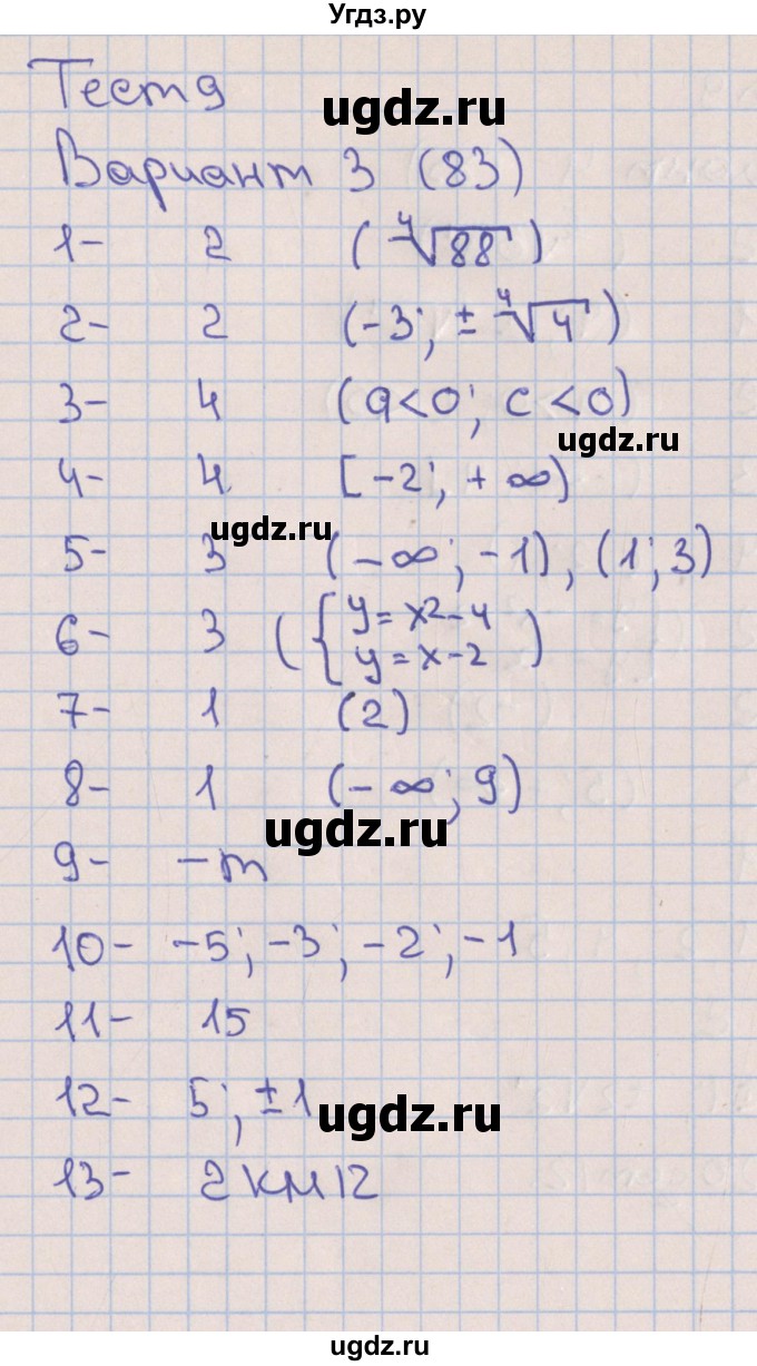 ГДЗ (Решебник) по алгебре 9 класс (тематические тесты ОГЭ) Дудницын Ю.П. / тест 9. вариант / 3