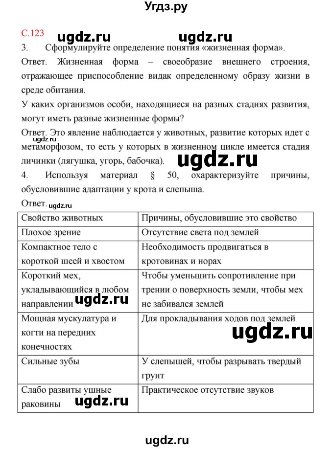 ГДЗ (Решебник) по биологии 9 класс (рабочая тетрадь) Пономарева И.Н. / страница номер / 123