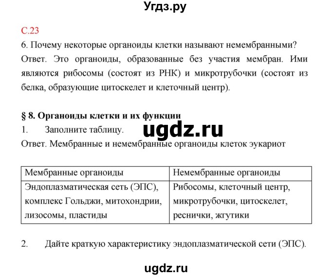 ГДЗ (Решебник) по биологии 9 класс (рабочая тетрадь) Пономарева И.Н. / страница номер / 23