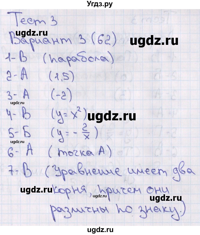ГДЗ (Решебник) по алгебре 7 класс (тесты) Мордкович А.Г. / 8 класс / тест 3. вариант / 3