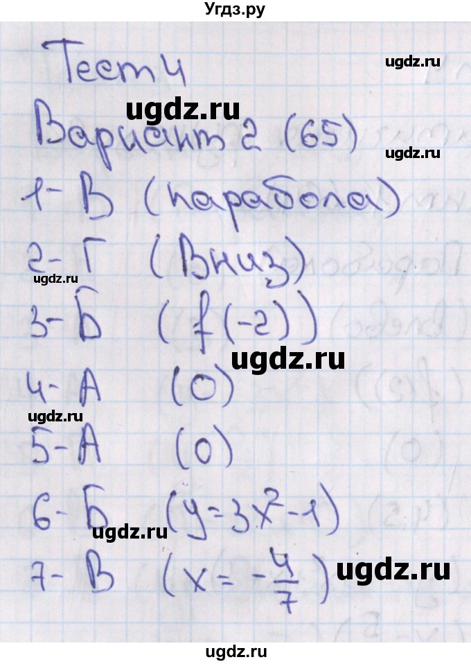 ГДЗ (Решебник) по алгебре 7 класс (тесты) Мордкович А.Г. / 8 класс / тест 4. вариант / 2