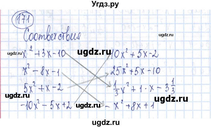 ГДЗ (Решебник №2) по алгебре 8 класс (рабочая тетрадь) Минаева С.С. / упражнение номер / 171