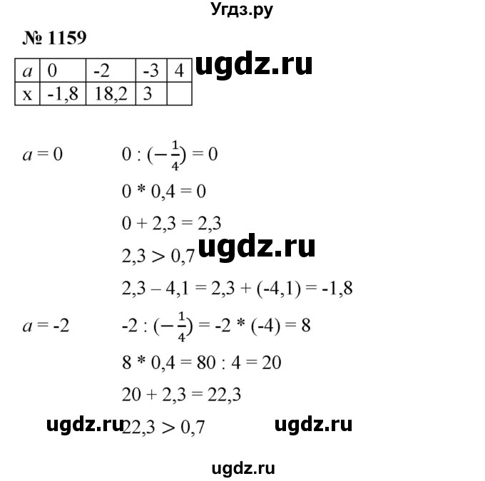 ГДЗ (Решебник) по математике 6 класс Ткачева М.В. / упражнение номер / 1159