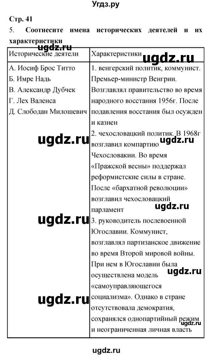 ГДЗ (Решебник) по истории 9 класс (рабочая тетрадь) Пономарев М.В. / страница номер / 41