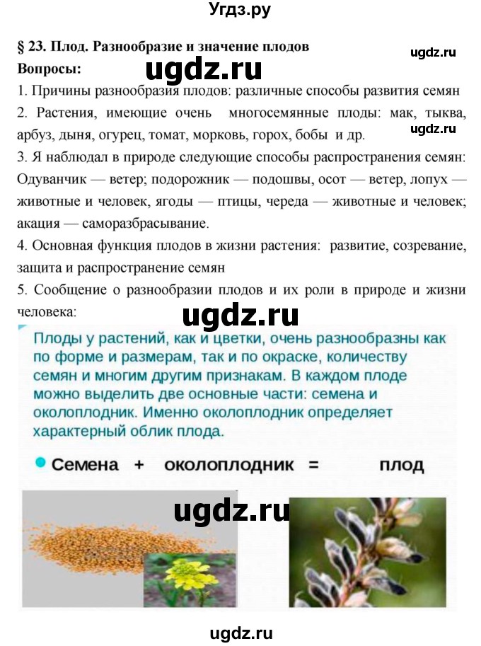 ГДЗ (Решебник 1) по биологии 7 класс Пономарева И.Н. / параграф номер / 23