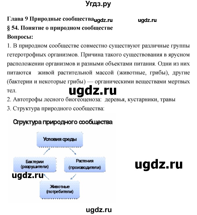 ГДЗ (Решебник 1) по биологии 7 класс Пономарева И.Н. / параграф номер / 54