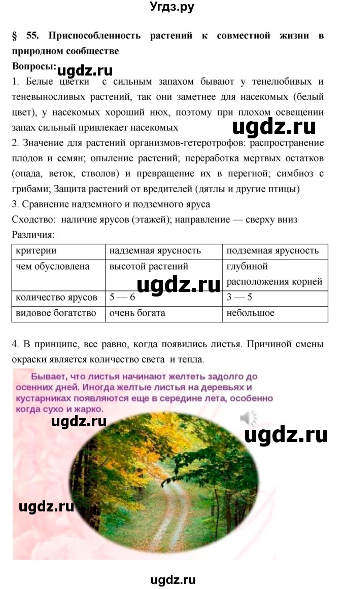 ГДЗ (Решебник 1) по биологии 7 класс Пономарева И.Н. / параграф номер / 55