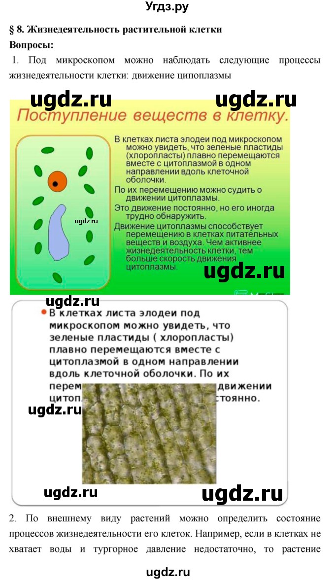ГДЗ (Решебник 1) по биологии 7 класс Пономарева И.Н. / параграф номер / 8