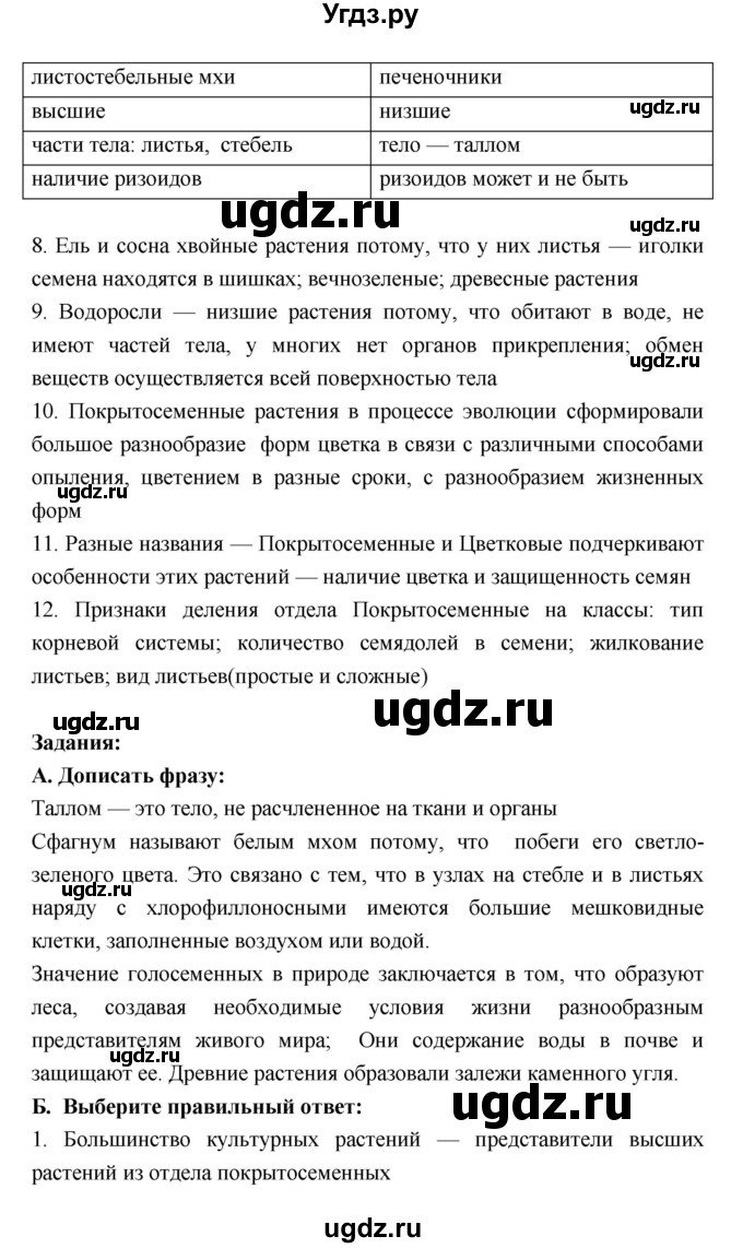 ГДЗ (Решебник 1) по биологии 7 класс Пономарева И.Н. / итог главы номер / 5(продолжение 3)
