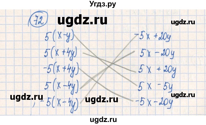 ГДЗ (Решебник №2) по алгебре 7 класс (рабочая тетрадь) Минаева С.С. / упражнение номер / 72