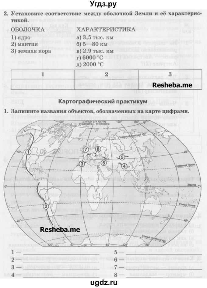 ГДЗ (Учебник) по географии 6 класс (рабочая тетрадь) Домогацких Е.М. / параграф номер / 9(продолжение 3)