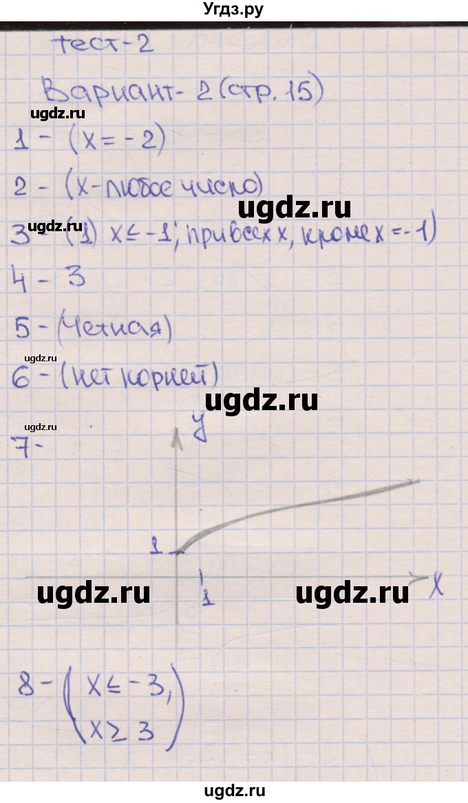 ГДЗ (Решебник) по алгебре 9 класс (тематические тесты ОГЭ) Ткачева М.В. / тест 2. вариант номер / 2