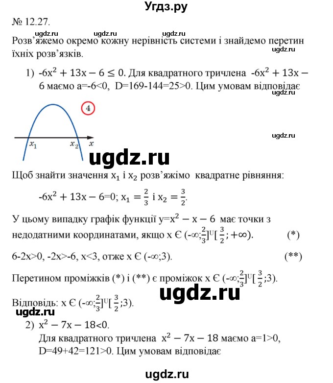 ГДЗ (Решебник) по алгебре 9 класс Мерзляк A.Г. / вправи 12 номер / 12.27