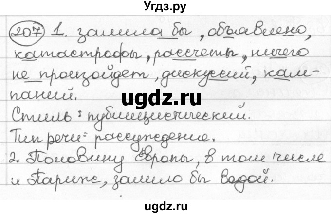 ГДЗ (Решебник) по русскому языку 8 класс Мурина Л.A. / упражнение номер / 207