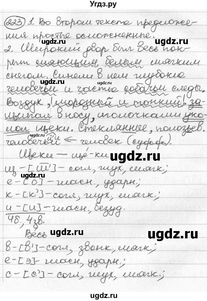 ГДЗ (Решебник) по русскому языку 8 класс Мурина Л.A. / упражнение номер / 223