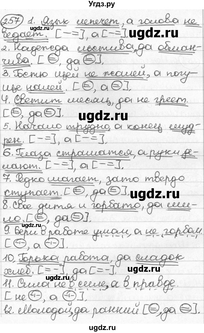 ГДЗ (Решебник) по русскому языку 8 класс Мурина Л.A. / упражнение номер / 257