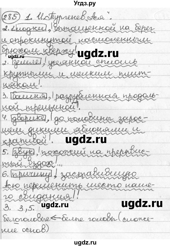 ГДЗ (Решебник) по русскому языку 8 класс Мурина Л.A. / упражнение номер / 285