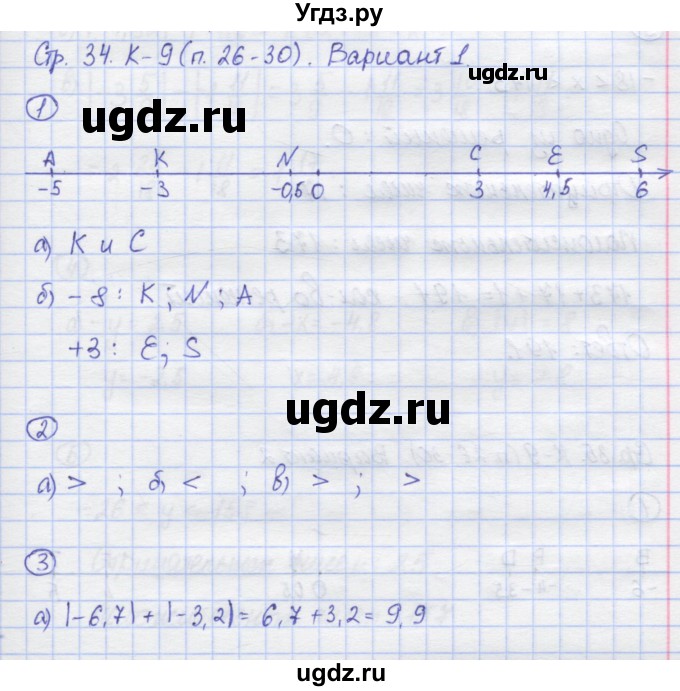 ГДЗ (Решебник) по математике 6 класс (контрольные работы) Жохов В.И. / К-9. вариант номер / 1