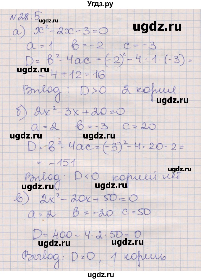 ГДЗ (Решебник) по алгебре 8 класс (рабочая тетрадь) Зубарева И.И. / параграф 28-номер / 28.5