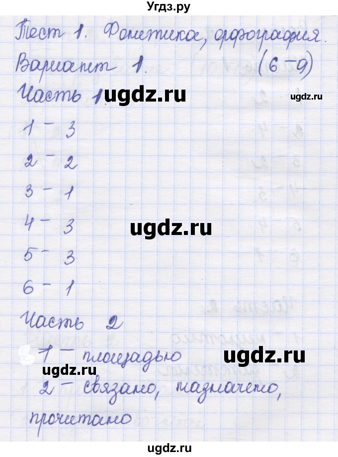 ГДЗ (Решебник) по русскому языку 8 класс (контрольные измерительные материалы) Никулина М.Ю. / тест 1. вариант номер / 1