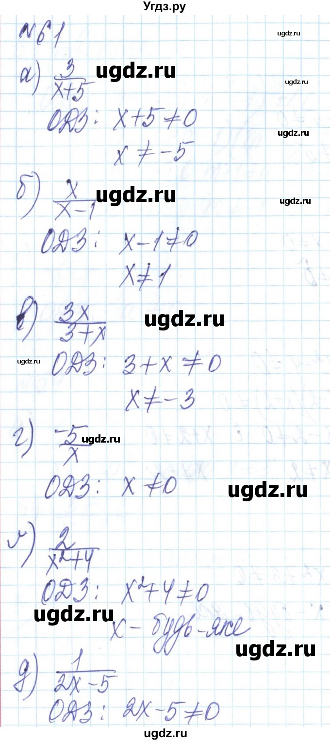ГДЗ (Решебник) по алгебре 8 класс Бевз Г.П. / вправа / 61